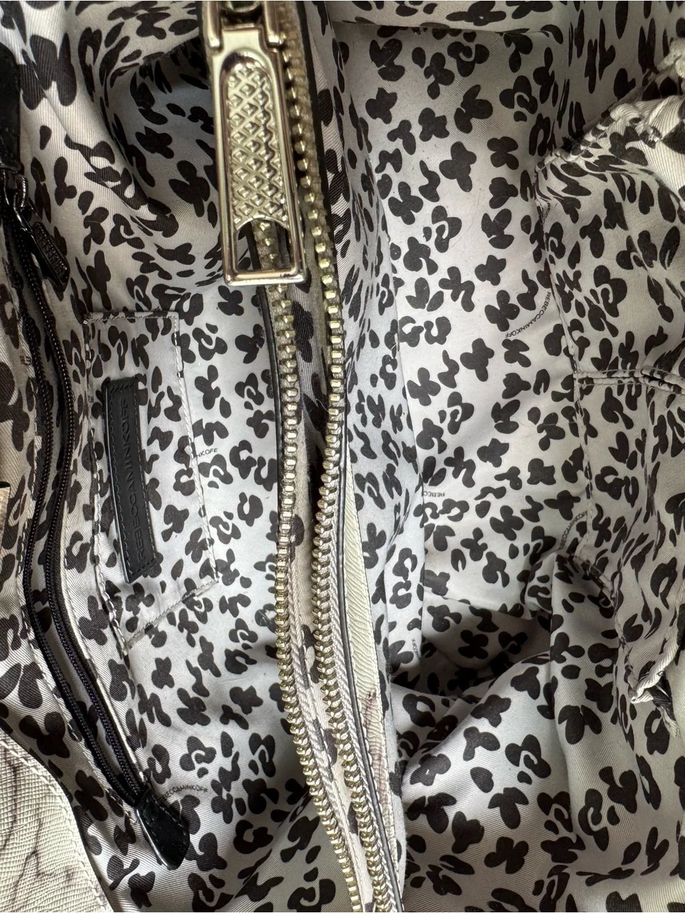 Rebecca Minkoff Cream Marble-Print Satchel